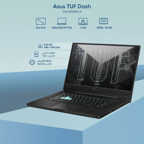 لپ تاپ 15.6 اینچی ایسوس مدل TUF Dash F15 FX516PM-HN181